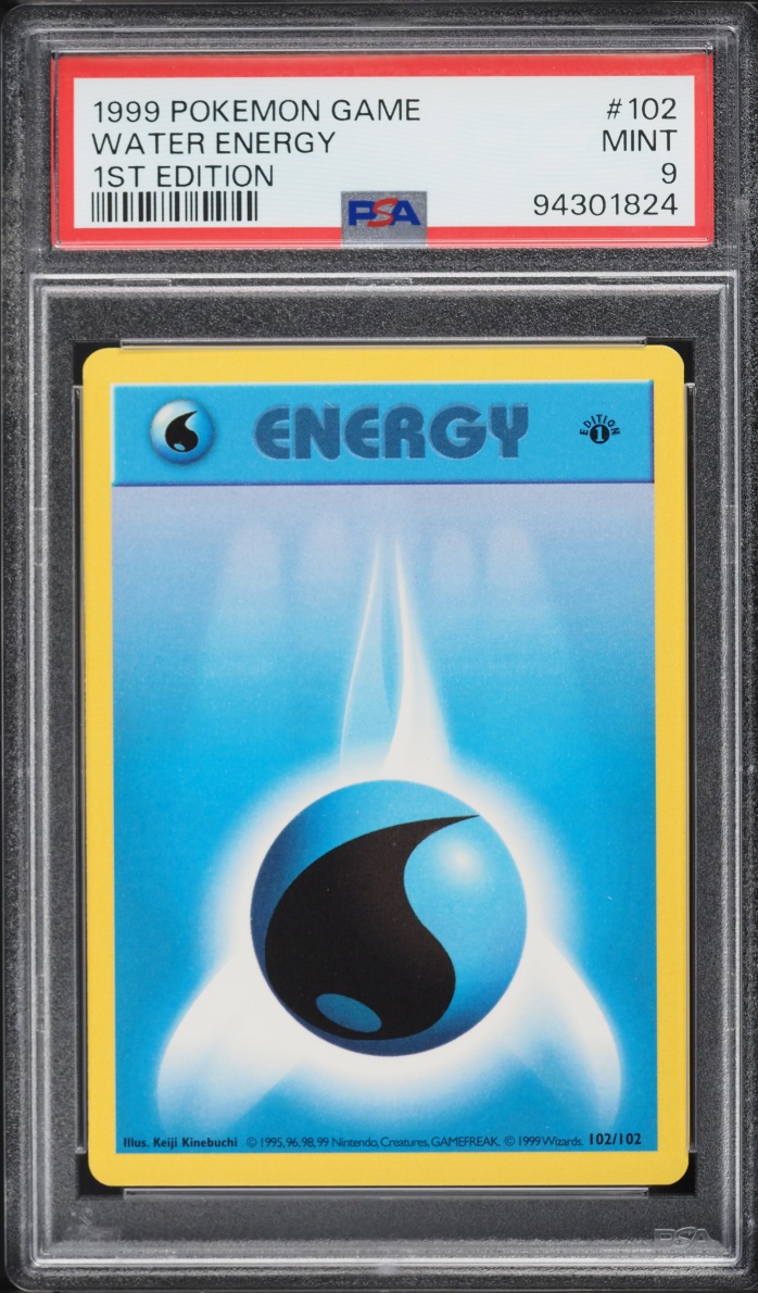 1999 Pokemon Base Set Shadowless 1st Edition Water Energy #102 PSA 9 MINT