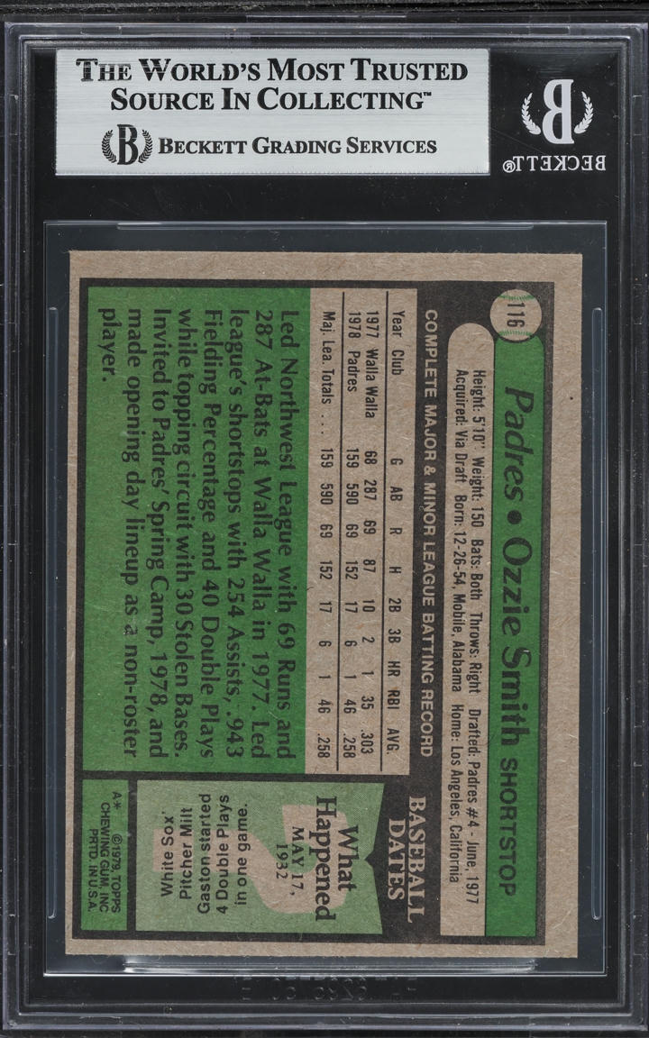 1979 Topps Ozzie Smith ROOKIE #116 BGS 5 EX