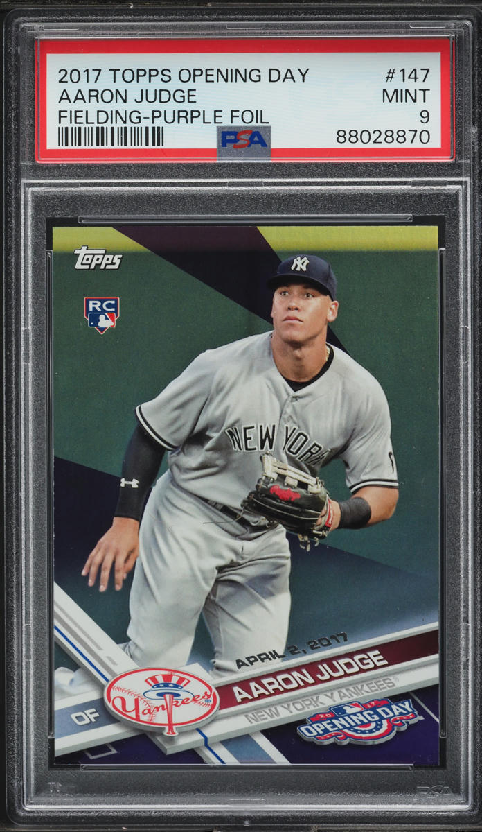 2017 Topps Opening Day Purple Foil Aaron Judge ROOKIE #147 PSA 9 MINT