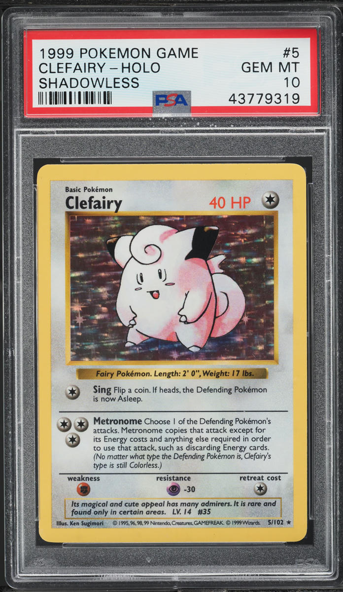 1999 Pokemon Base Set Shadowless Holo Clefairy #5 PSA 10 GEM MINT