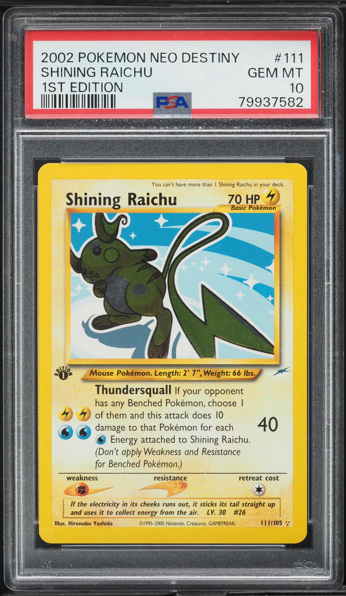 2002 Pokemon Neo Destiny 1st Edition Shining Raichu #111 PSA 10 GEM MINT