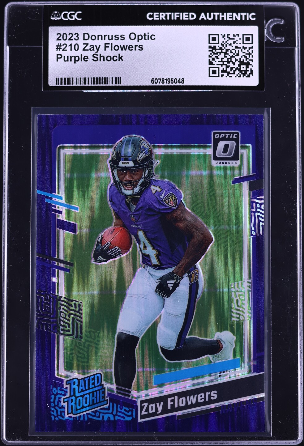 2023 Donruss Optic Purple Shock Zay Flowers ROOKIE #210 CGC AUTH