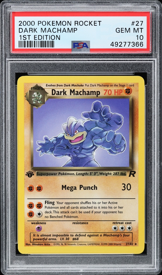 2000 Pokemon Team Rocket 1st Edition Dark Machamp #27 PSA 10 GEM MINT