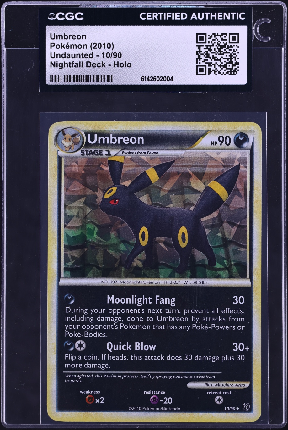 2010 Pokemon Undaunted Nightfall Deck Holo Umbreon #10 CGC AUTH