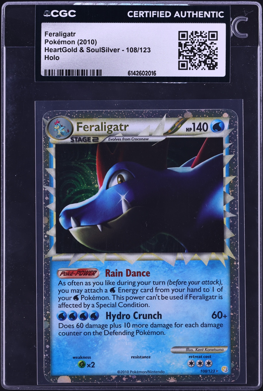 2010 Pokemon HeartGold & SoulSilver Holo Prime Feraligatr #108 CGC AUTH