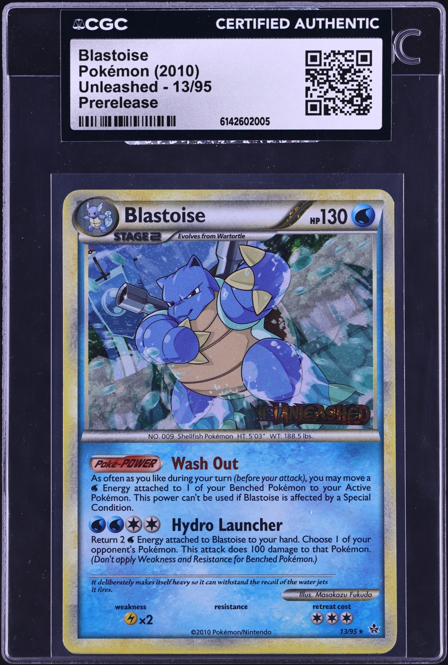 2010 Pokemon HeartGold & SoulSilver Unleashed Prerelease Blastoise #13 CGC AUTH