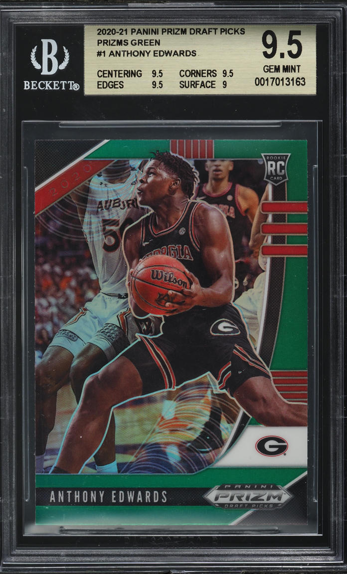 2020 Panini Prizm Draft Picks Green Anthony Edwards ROOKIE #1 BGS 9.5 GEM MINT