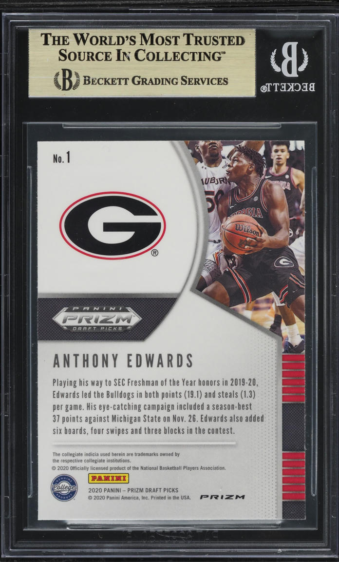2020 Panini Prizm Draft Picks Green Anthony Edwards ROOKIE #1 BGS 9.5 GEM MINT