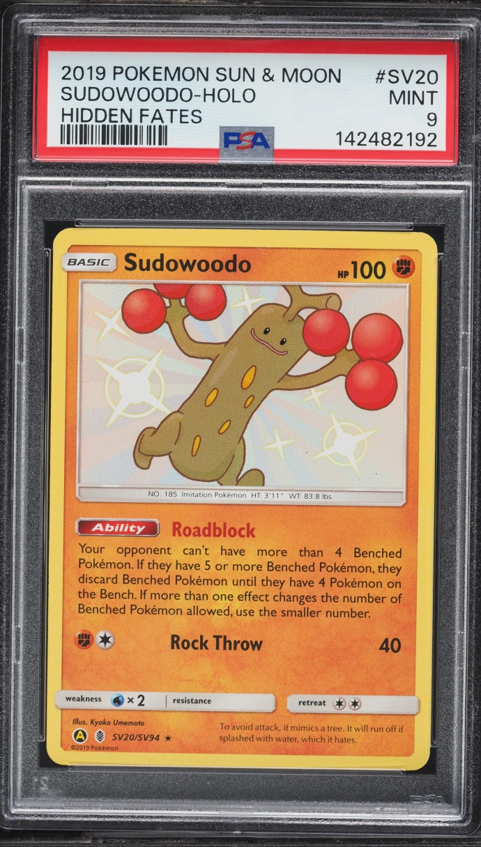 2019 Pokemon Sun & Moon Hidden Fates Shiny Sudowoodo #SV20 PSA 9 MINT