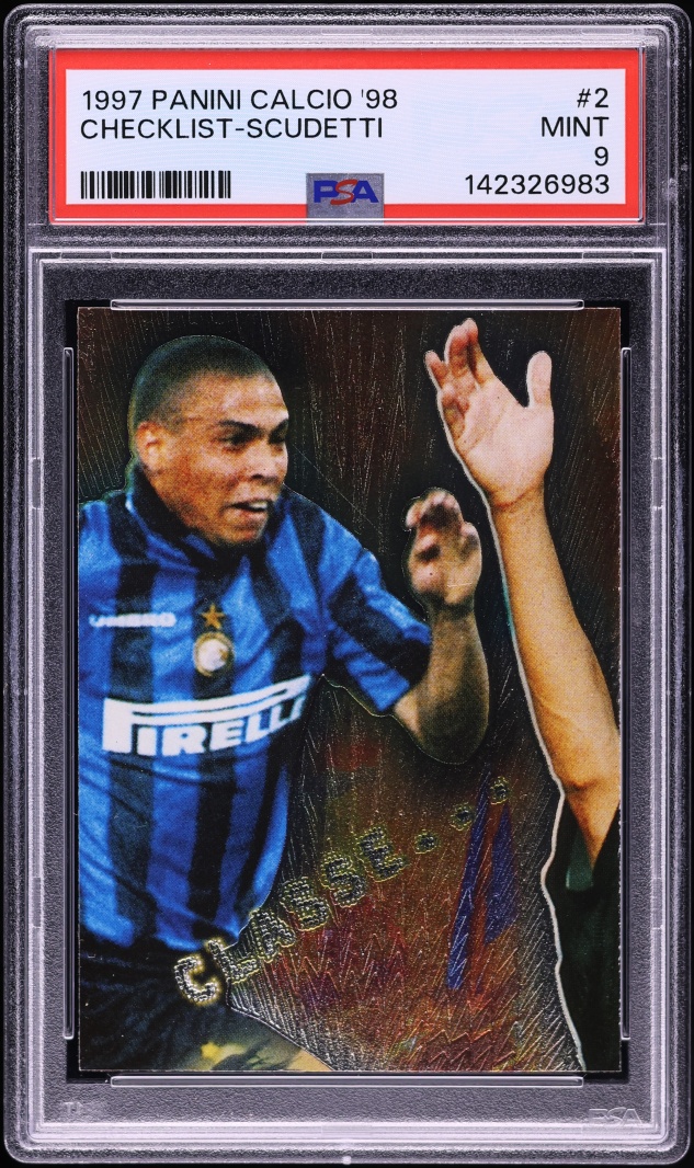 1997 Panini Calcio '98 Checklist Scudetti w/ Ronaldo #2 PSA 9 MINT