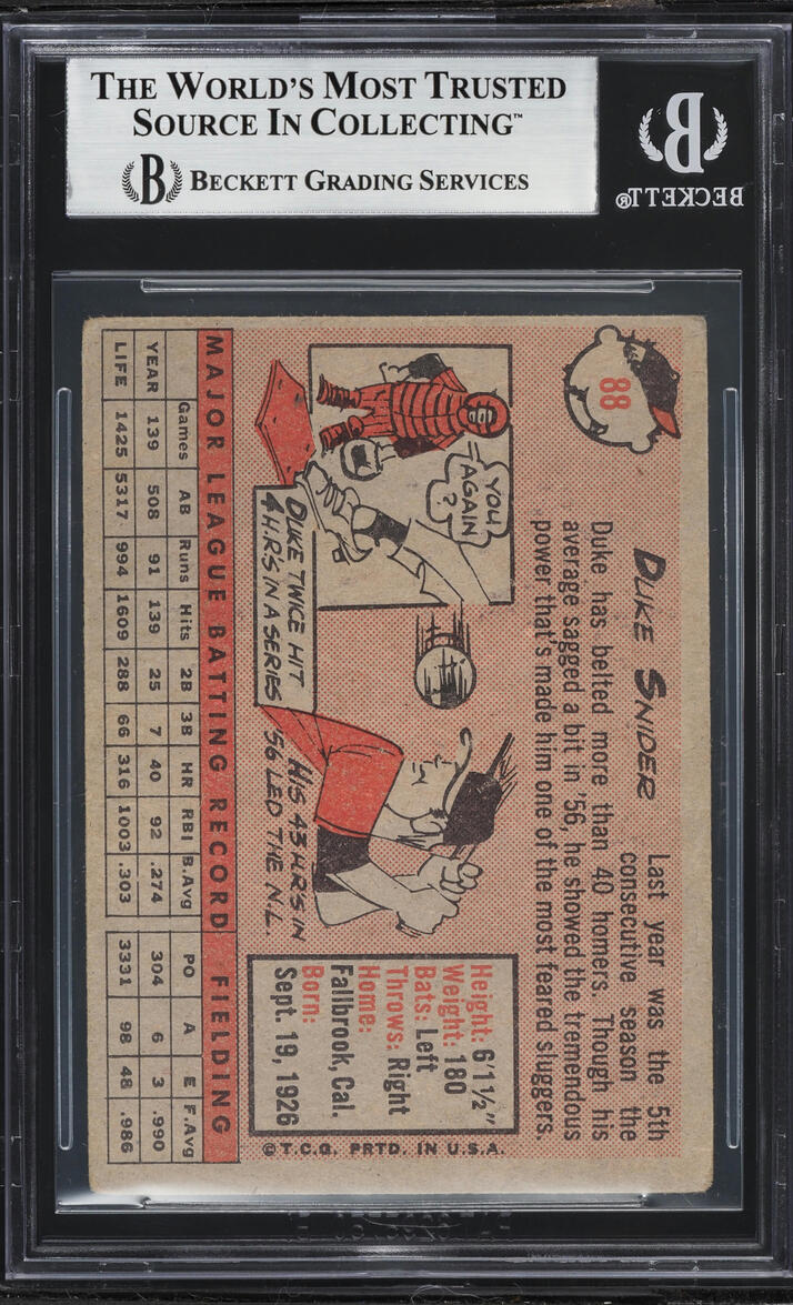 1958 Topps Duke Snider #88 BGS 2.5 GD+