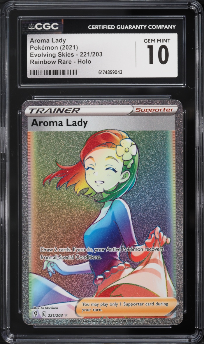 2021 Pokemon Sword & Shield Evolving Skies Rainbow Rare Aroma Lady #221 CGC 10 GEM MINT