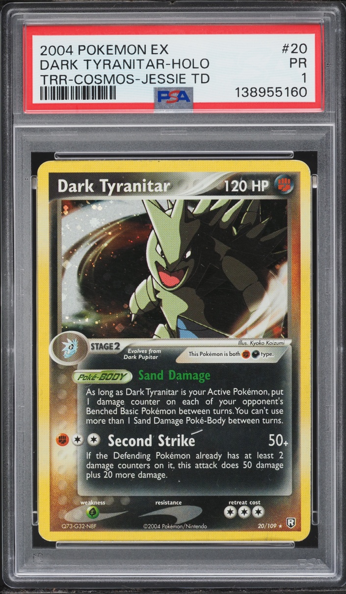 2004 Pokemon EX Team Rocket Returns Jessie Starter Holo Dark Tyranitar #20 PSA 1 PR
