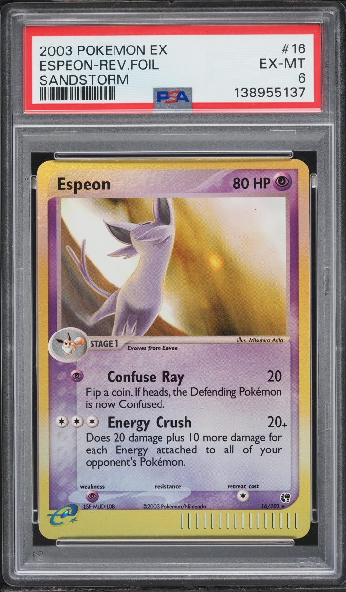 2003 Pokemon EX Sandstorm Reverse Holo Espeon #16 PSA 6 EXMT