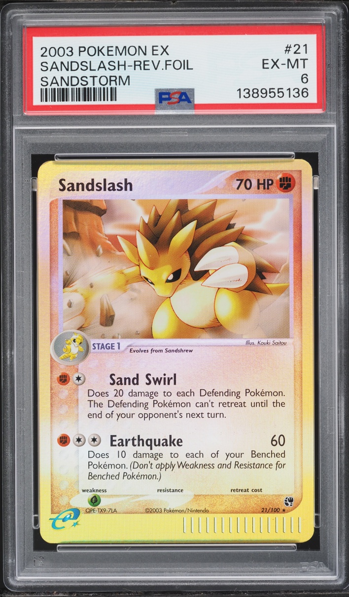 2003 Pokemon EX Sandstorm Reverse Holo Sandslash #21 PSA 6 EXMT