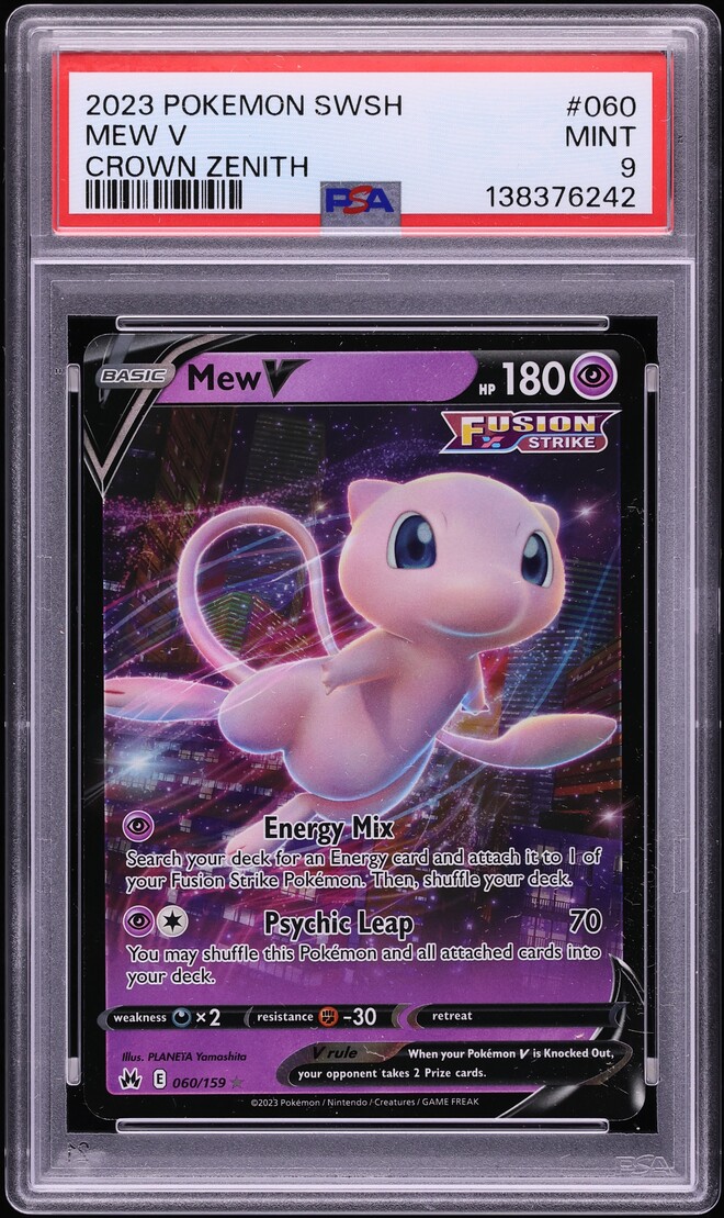 2023 Pokemon Sword & Shield Crown Zenith Mew V #60 PSA 9 MINT