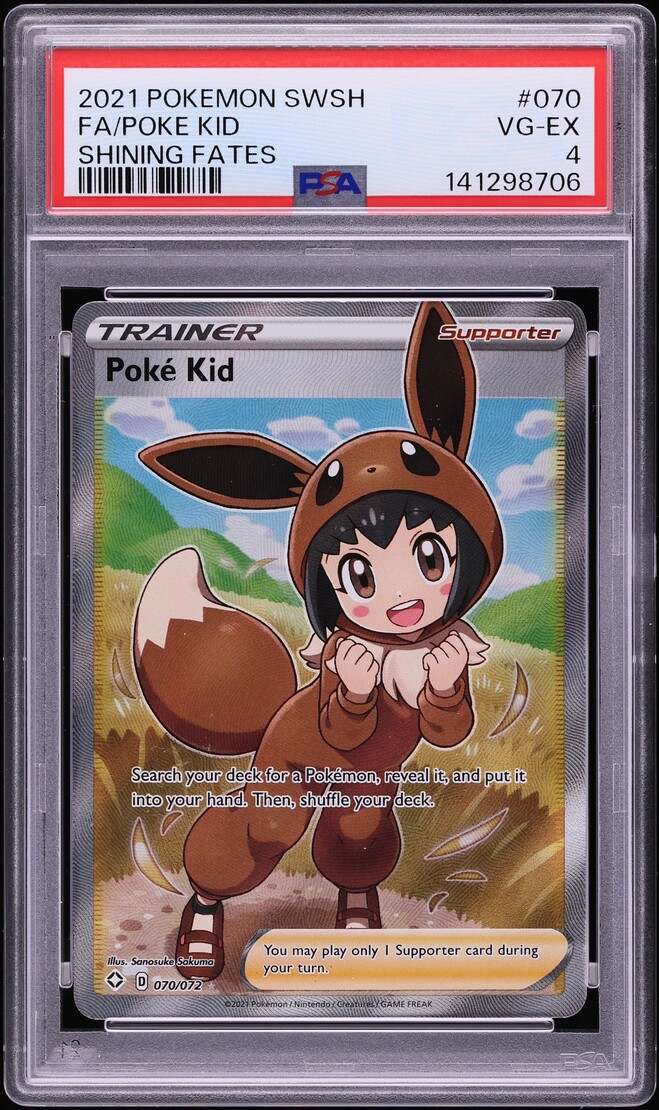 2021 Pokemon Sword & Shield Shining Fates Full Art Poke Kid #70 PSA 4 VGEX