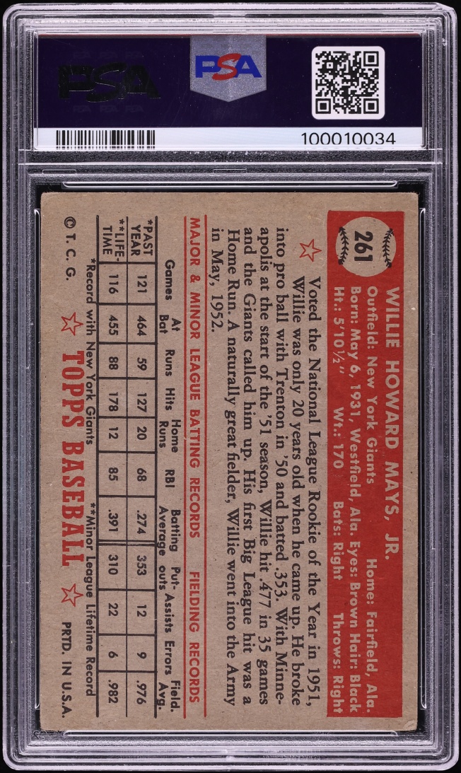 1952 Topps Willie Mays #261 PSA 2 GD