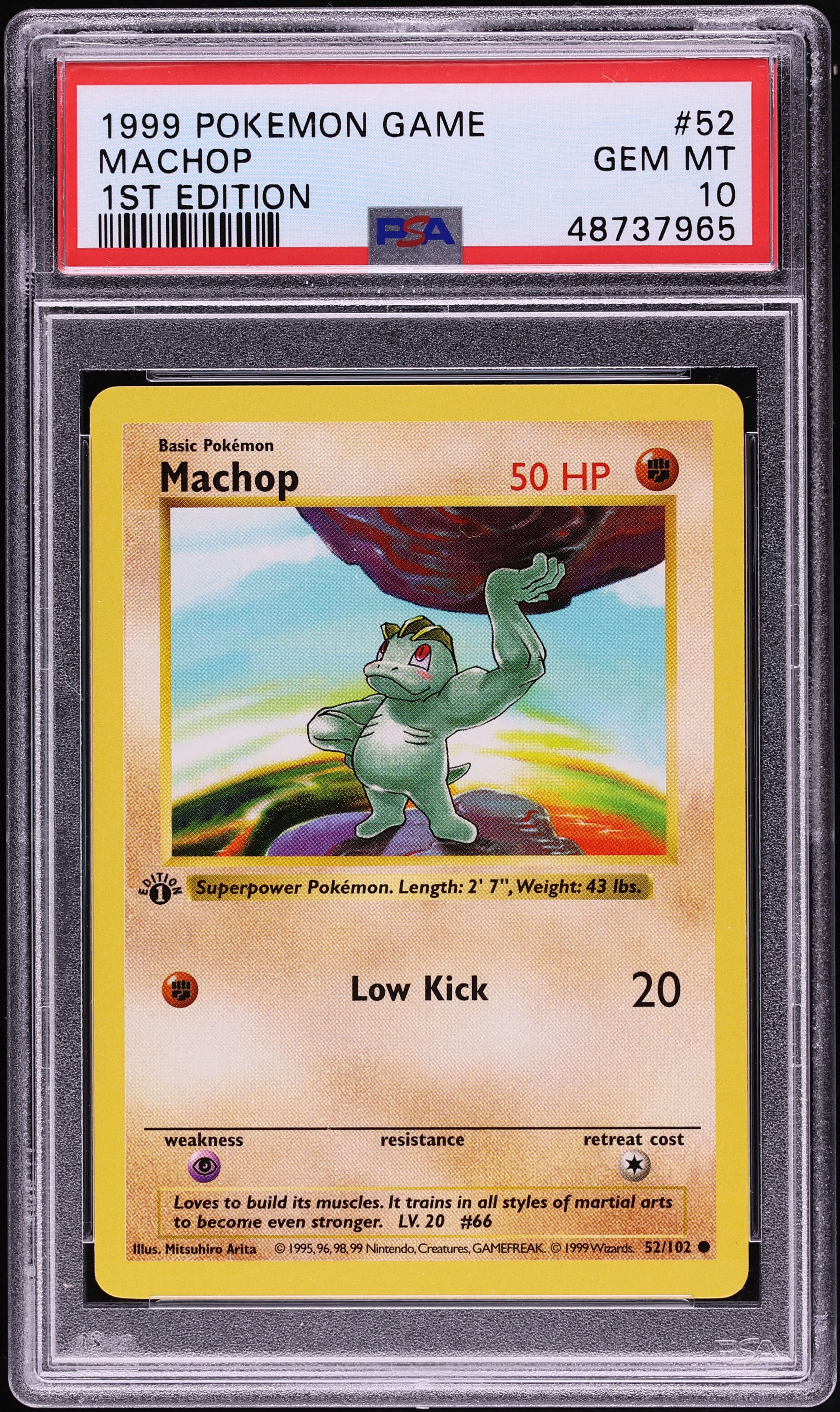 1999 Pokemon Base Set Shadowless 1st Edition Machop #52 PSA 10 GEM MINT