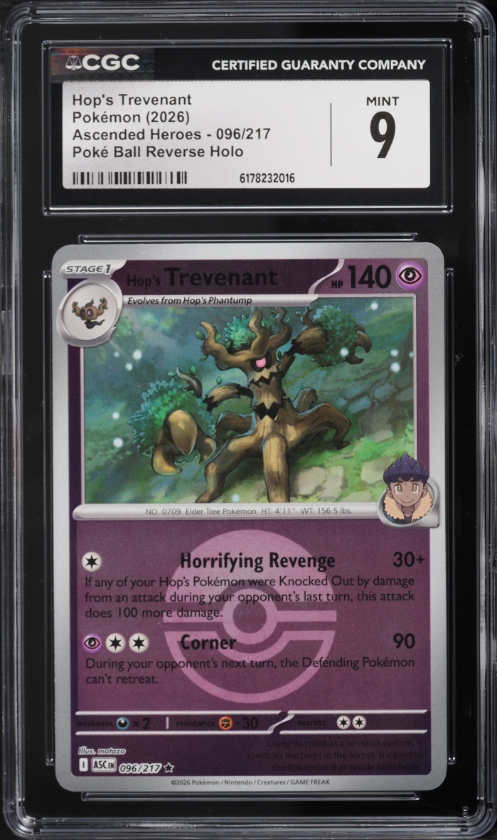 2026 Pokemon Mega Evolution Ascended Heroes Poke Ball Reverse Holo Hop's Trevenant #096 CGC 9