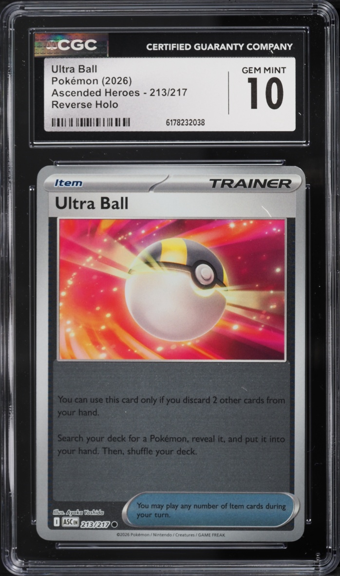 2026 Pokemon Mega Evolution Ascended Heroes Reverse Holo Ultra Ball #213 CGC 10 GEM MINT