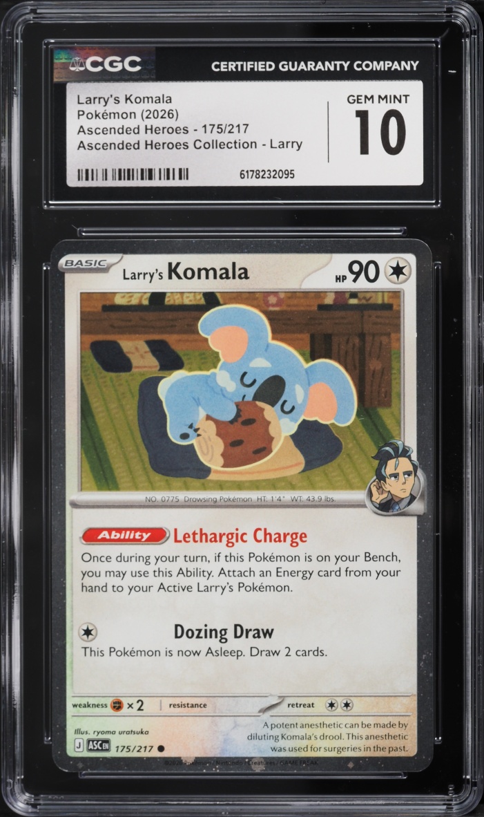 2026 Pokemon Mega Evolution Ascended Heroes Collection Larry's Komala #175 CGC 10 GEM MINT