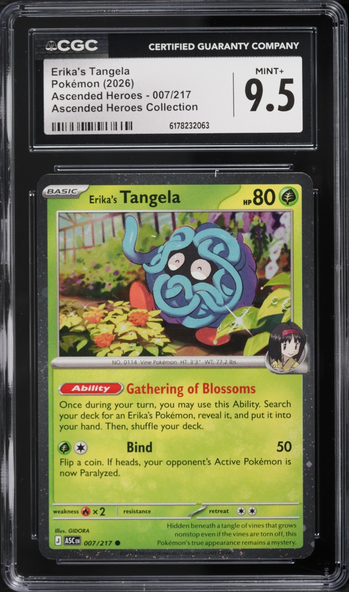 2026 Pokemon Mega Evolution Ascended Heroes Collection Erika's Tangela #007 CGC 9.5 MINT+
