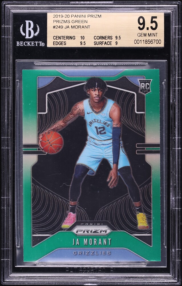 2019 Panini Prizm Green Ja Morant ROOKIE #249 BGS 9.5 GEM MINT