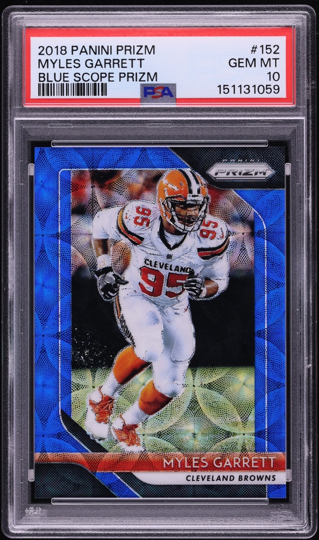 2018 Panini Prizm Blue Scope Myles Garrett /99 #152 PSA 10 GEM MINT
