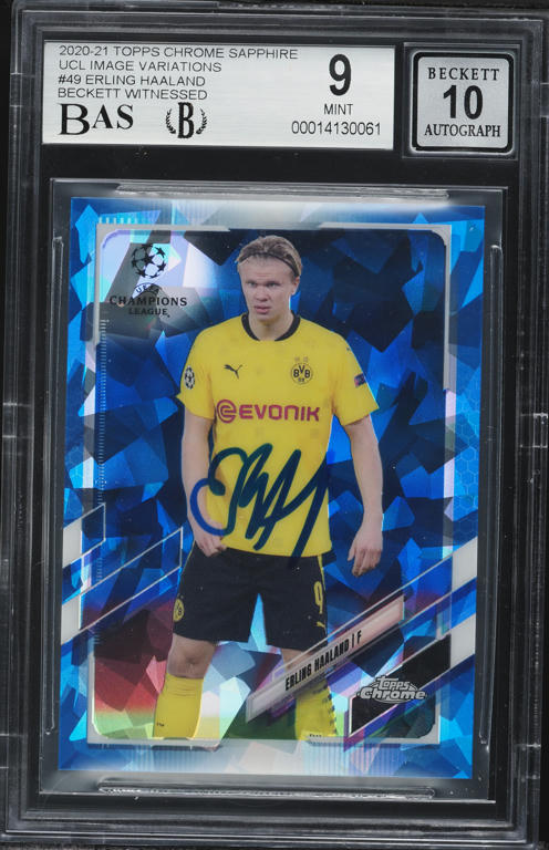 2020 Topps Merlin Chrome UEFA Aqua Speckle Refractor Erling