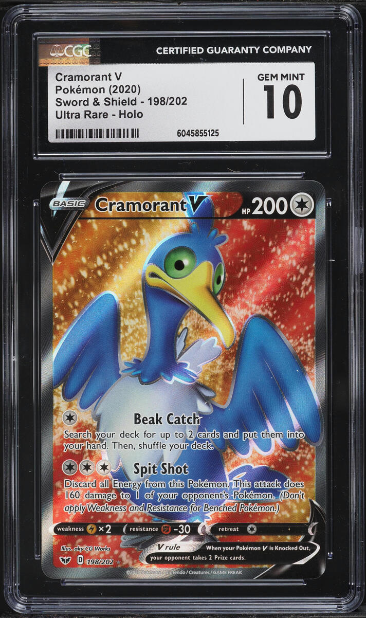 2020 Pokemon Sword & Shield Full Art Cramorant V #198 CGC 10 GEM MINT