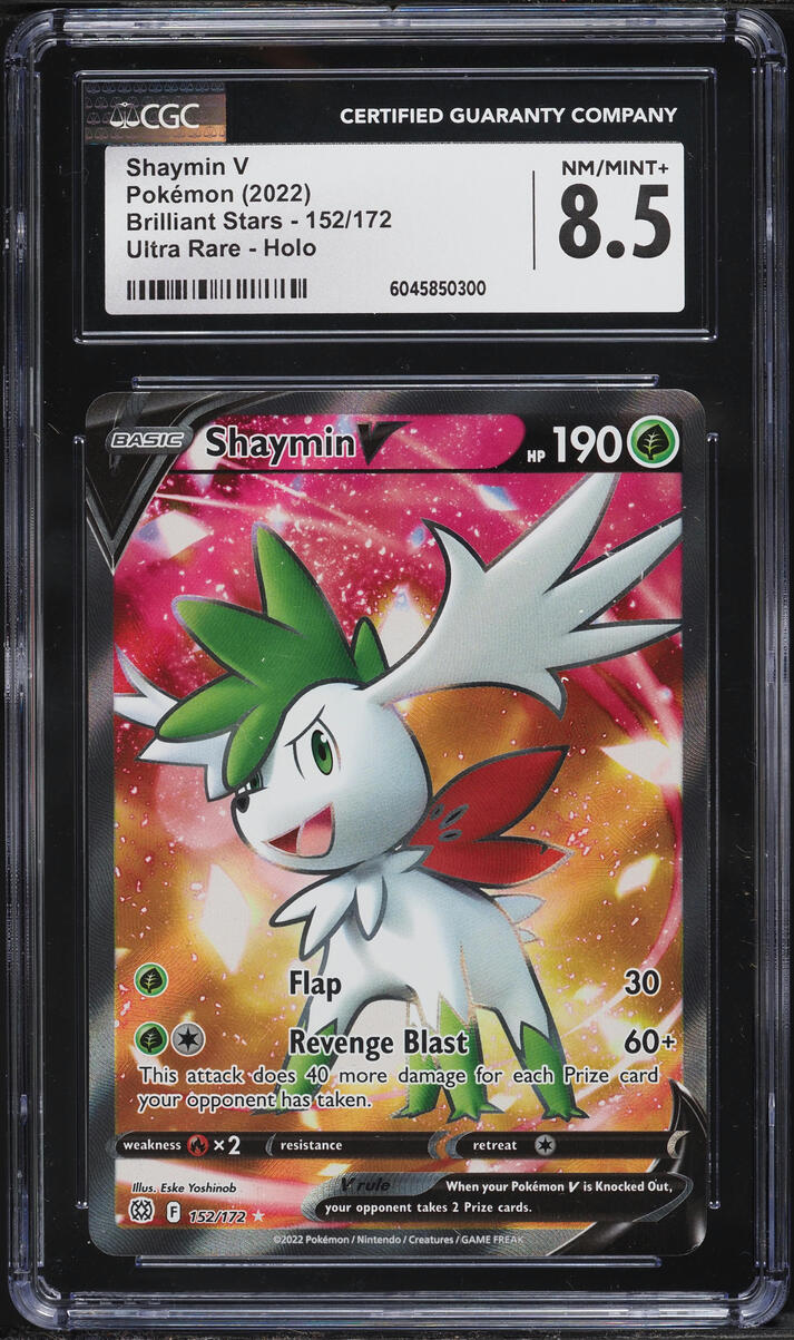 2022 Pokemon Sword & Shield Brilliant Stars Full Art Shaymin V #152 CGC 8.5 NM-MT+