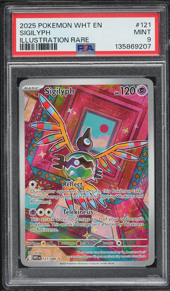 2025 Pokemon Scarlet & Violet White Flare IR Sigilyph #121 PSA 9 MINT