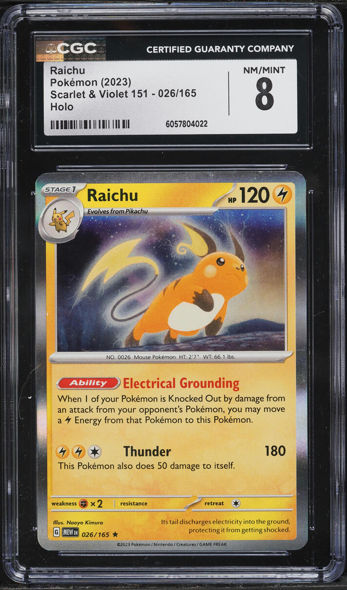 2023 Pokemon Scarlet & Violet 151 Holo Raichu #26 CGC 8 NM-MT
