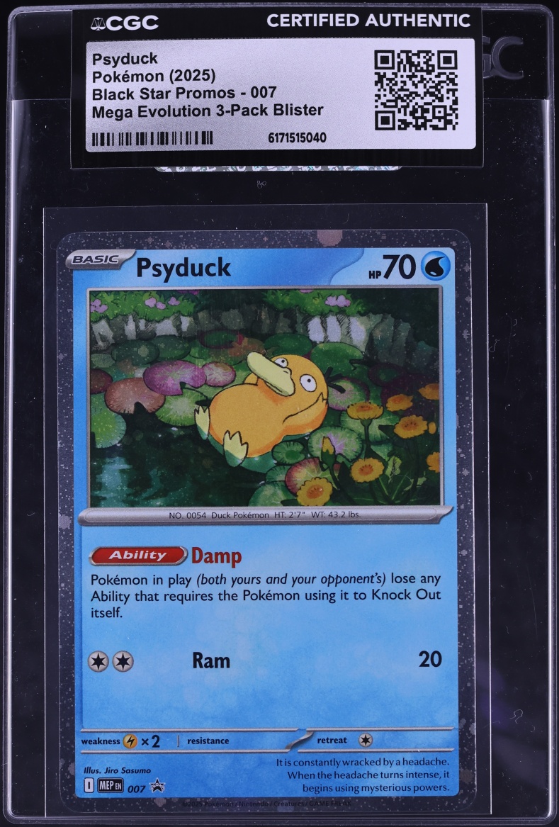 2025 Pokemon Mega Evolution Promo 3-Pack Blister Psyduck #7 CGC AUTH