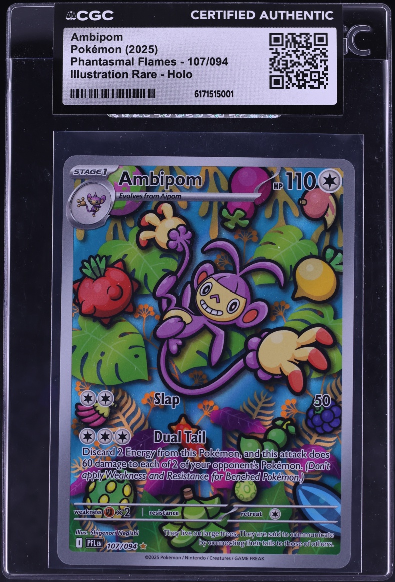 2025 Pokemon Mega Evolution Phantasmal Flames IR Ambipom #107 CGC AUTH