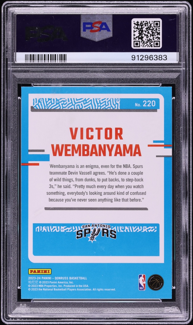 2023 Donruss Holo Green Laser Victor Wembanyama ROOKIE #220 PSA 9 MINT