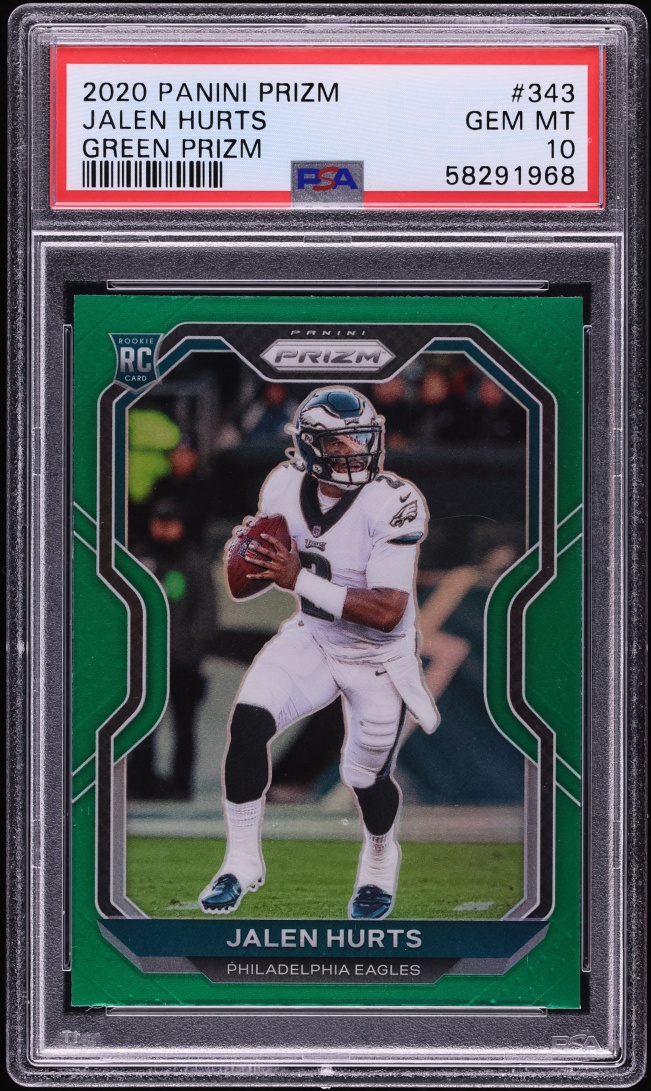 2020 Panini Prizm Green Jalen Hurts ROOKIE #343 PSA 10 GEM MINT