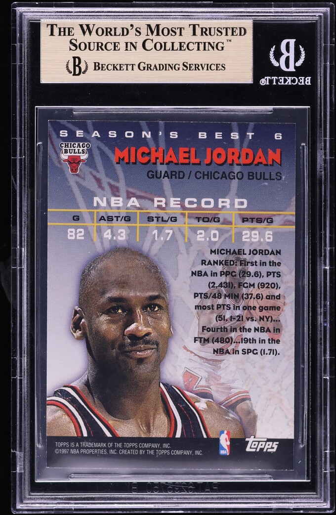 1997 Topps Season's Best Michael Jordan #SB6 BGS 9.5 GEM MINT