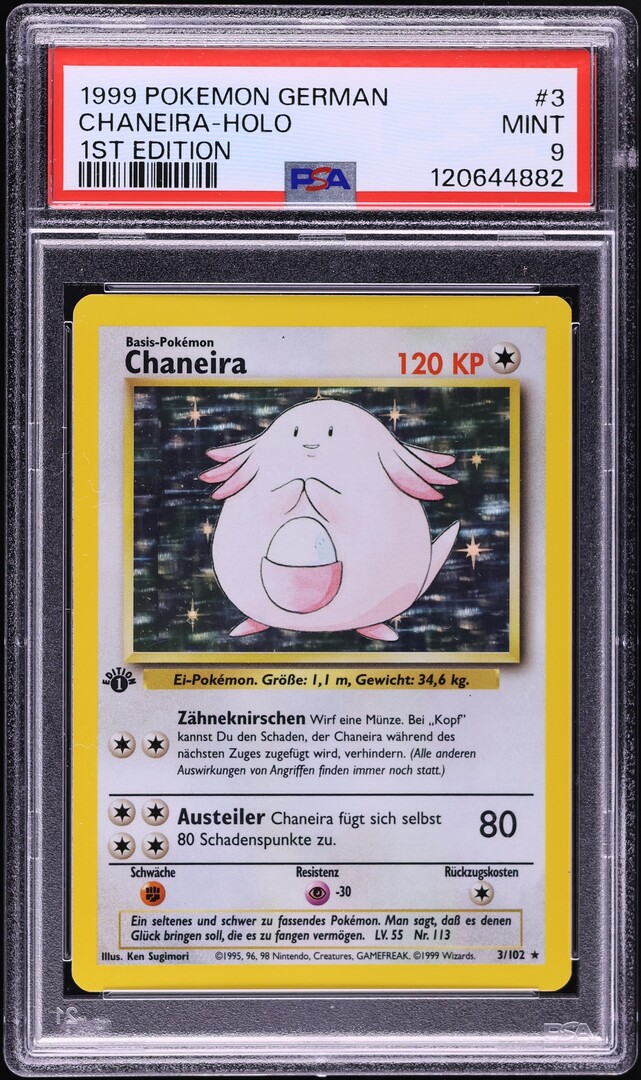 1999 Pokemon German Base Set 1st Edition Holo Chansey #3 PSA 9 MINT