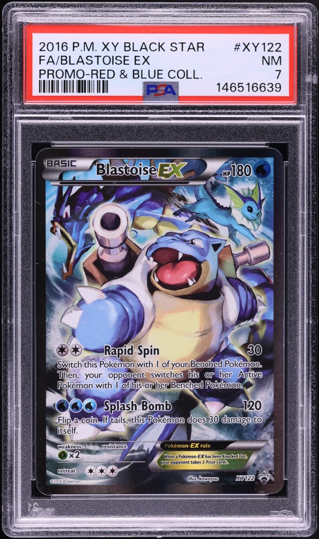 2016 Pokemon XY Promo Red & Blue Collection Full Art Blastoise EX #XY122 PSA 7 NRMT