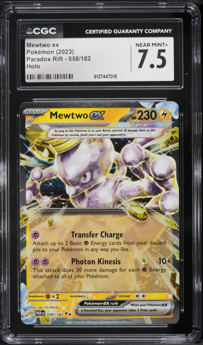 2023 Pokemon Scarlet & Violet Paradox Rift Holo Mewtwo EX #58 CGC 7.5 NRMT+