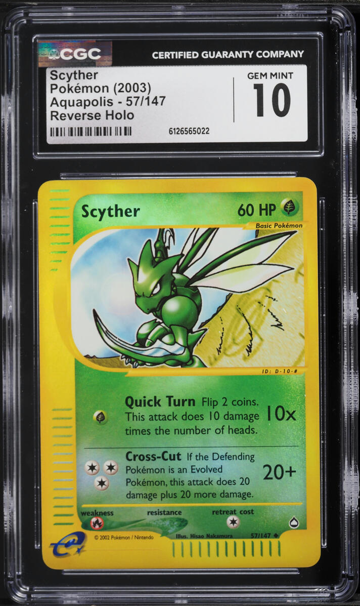 2003 Pokemon Aquapolis Reverse Holo Scyther #57 CGC 10 GEM MINT