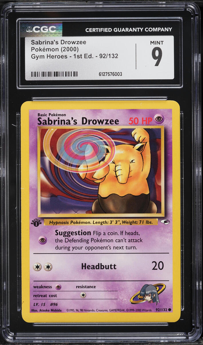 2000 Pokemon Gym Heroes 1st Edition Sabrina's Drowzee #92 CGC 9 MINT