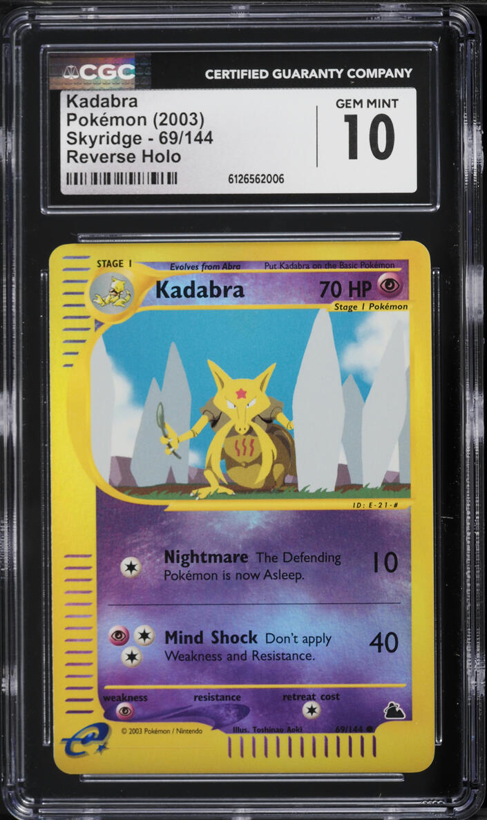2003 Pokemon Skyridge Reverse Holo Kadabra #69 CGC 10 GEM MINT