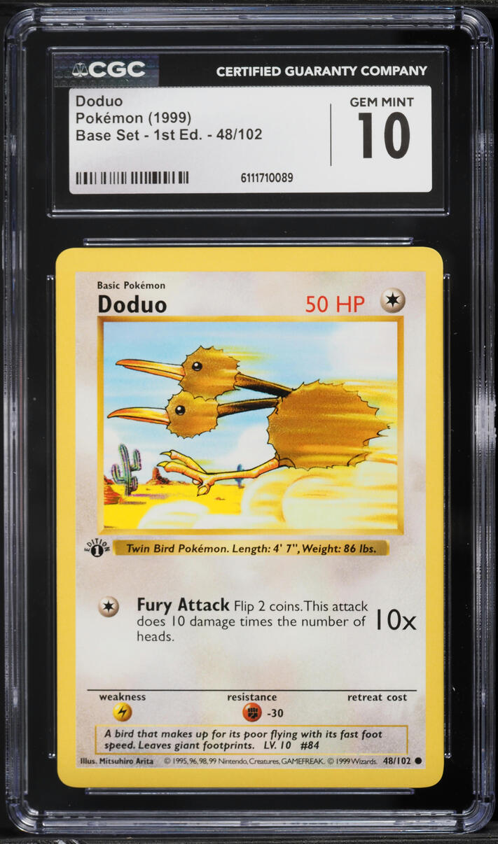 1999 Pokemon Base Set Shadowless 1st Edition Doduo #48 CGC 10 GEM MINT