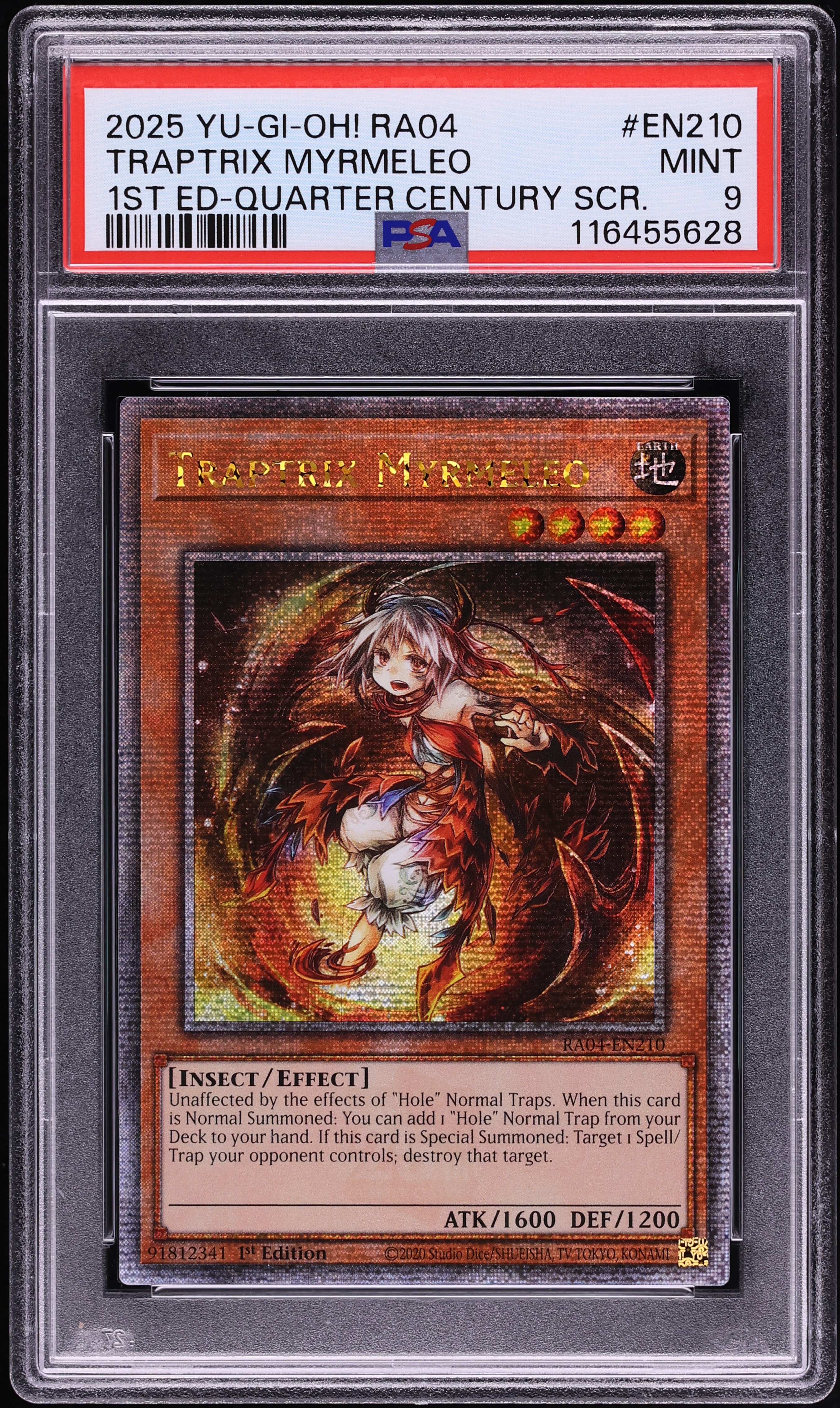 2025 Yu-Gi-Oh! RA04 1st Edition Quarter Century Secret Rare Traptrix Myrmeleo #RA04-EN210 PSA 9