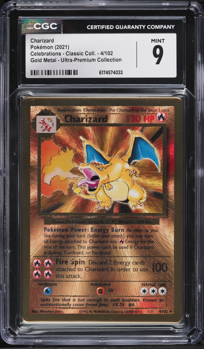 2021 Pokemon Sword & Shield Celebrations Ultra Premium Gold Metal Charizard #4 CGC 9 MINT