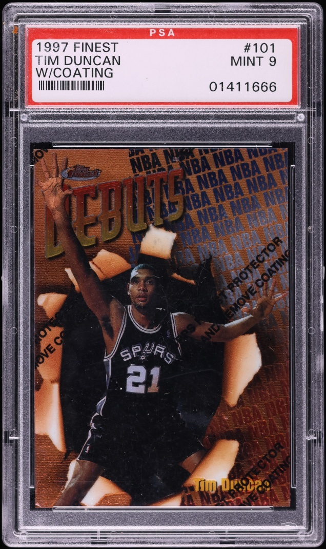 1997 Finest Basketball w/ Coating Tim Duncan ROOKIE #101 PSA 9 MINT