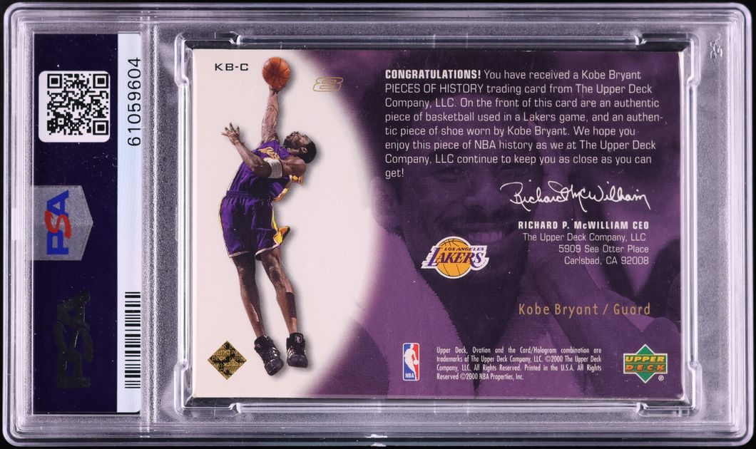 2000 Upper Deck Ovation A Piece Of History Kobe Bryant PATCH 1/25 #KB-C PSA 6 EXMT